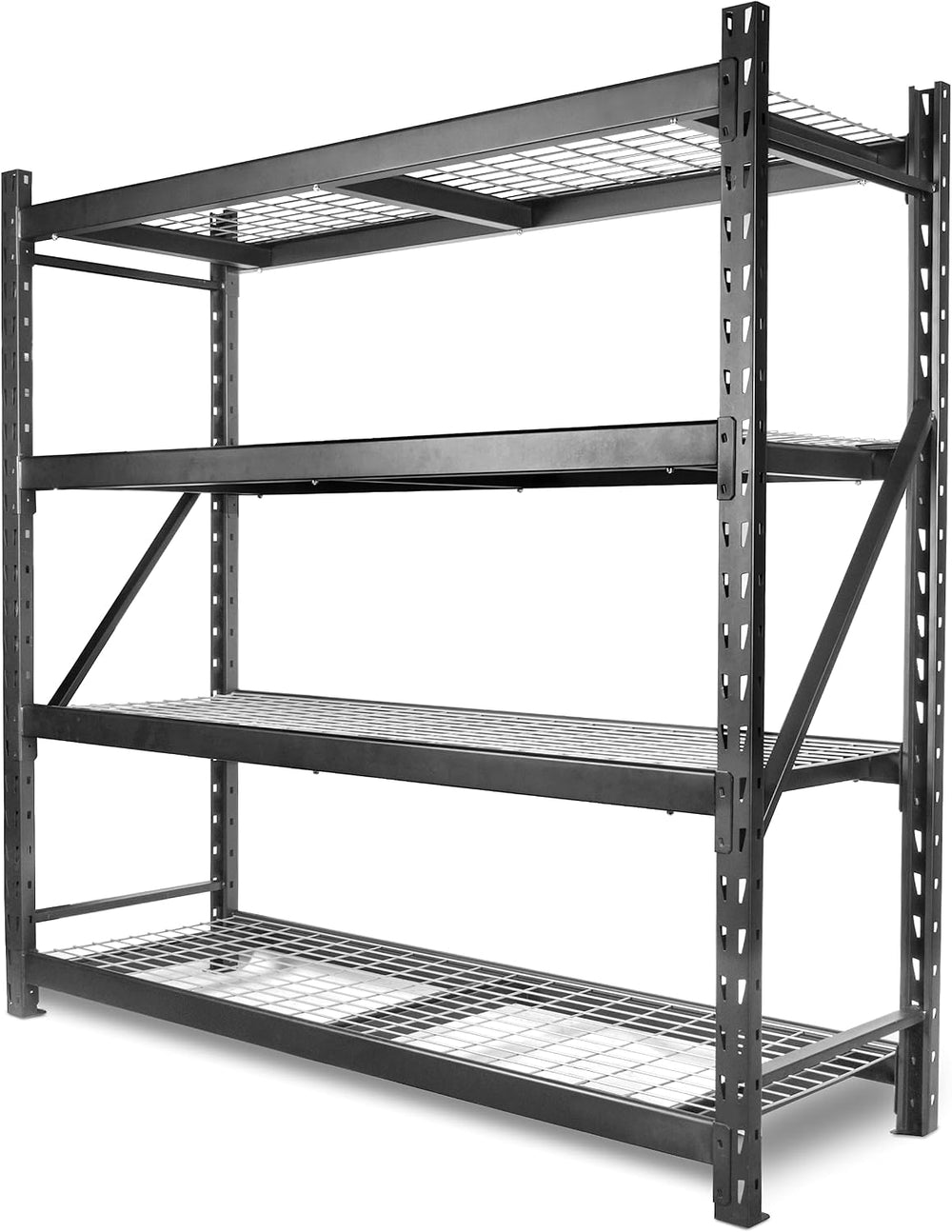 WEN Four-Tier Industrial Steel Storage Rack with Adjustable Shelving and 8000...