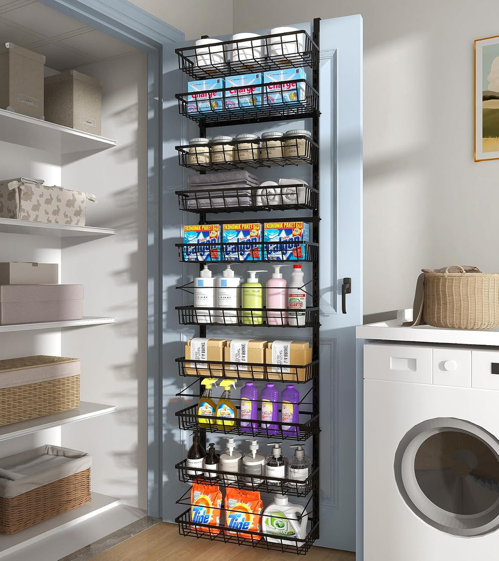 Mefirt 10-Tier Over The Door Pantry Organizer, 2 in 1 Wall Mount & Hanging