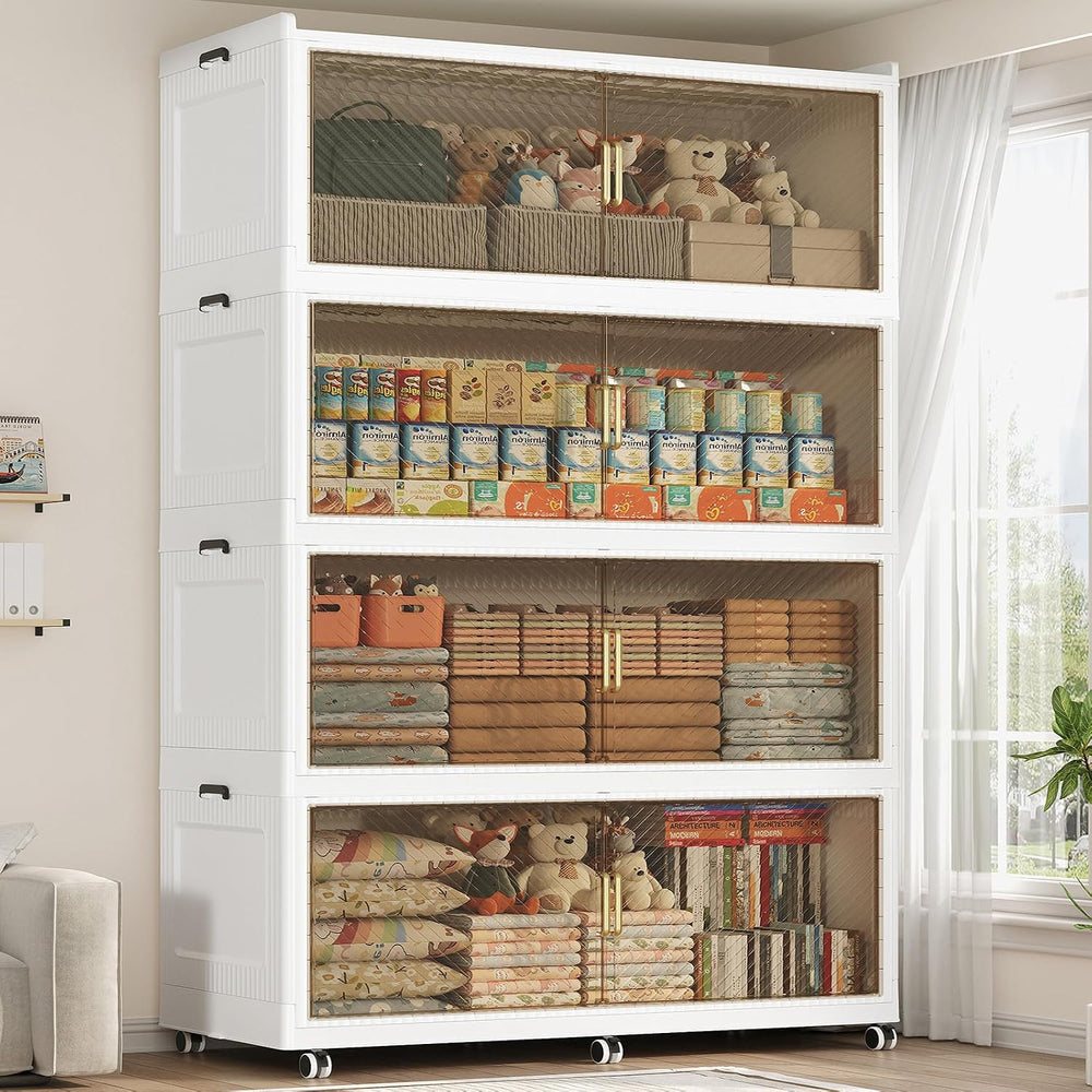 1280QT Storage Bins with Lid, 320Gal 4-Tier Extra Large Stackable Closet Orga...