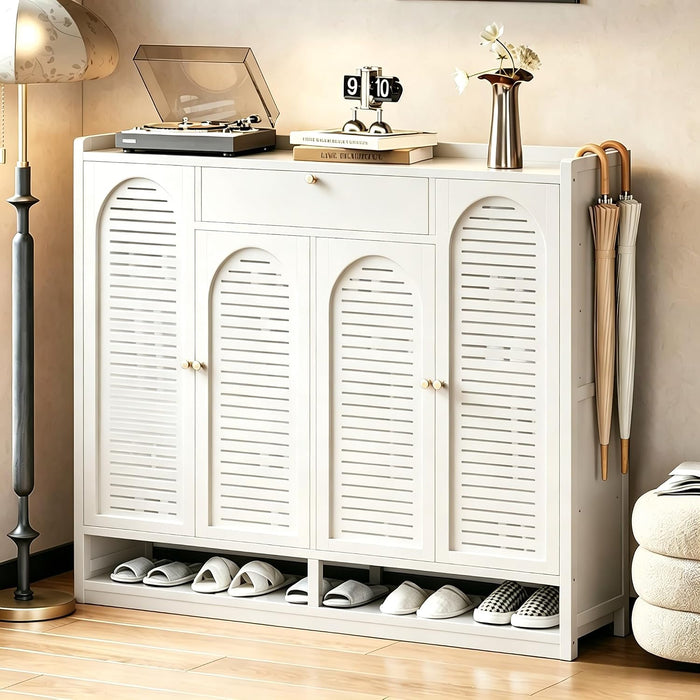 Bamboo Shoe Cabinet, 7Tier Large Capacity Shoe Rack with Doors