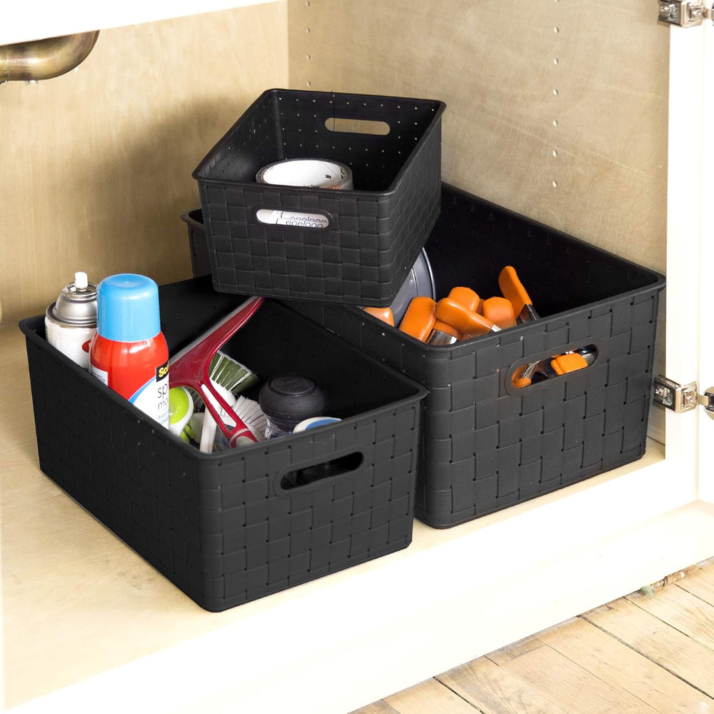 BINO | Plastic Basket, Large - Black | 3 Pack | THE STABLE COLLECTION | Multi...