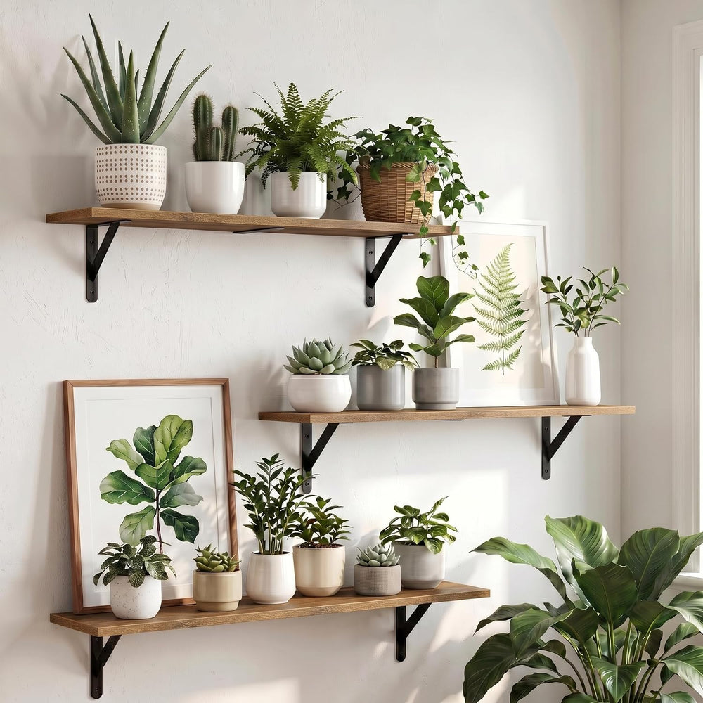 WOPITUES Long Wall Shelves 32″W x 8″D, Floating Book Shelves Max Load 65lbs