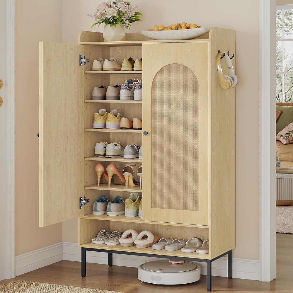 Hzuaneri Shoe Cabinet, 7-Tier Shoe Storage Cabinet with Adjustable Shelves