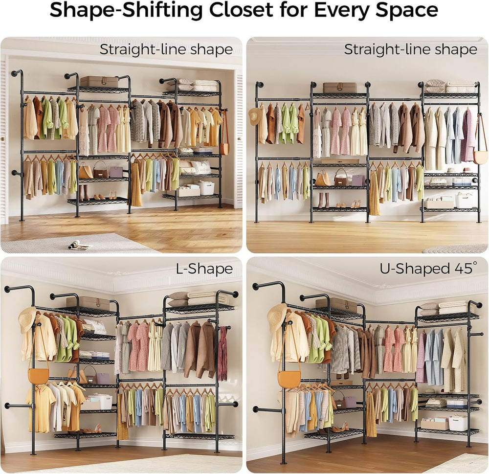 Closet Organizers and Storage, 4-Row Heavy Duty Clothes Rack for Hanging Clot...