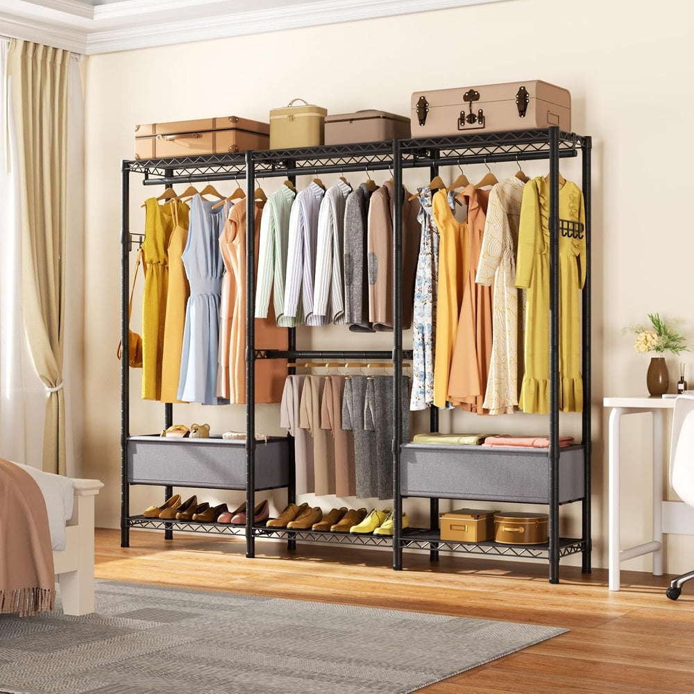 Golpart Heavy Duty Clothes Rack Metal Wardrobe with Adjustable Wire Shelves