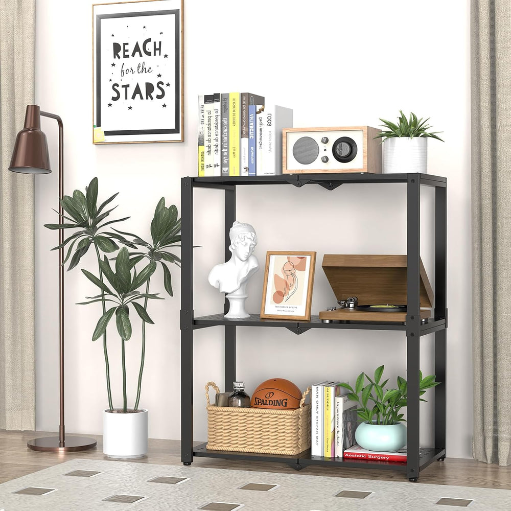 Hastatii 3-Shelf Storage Shelving Unit Metal Rack Heavy-Duty 28"x13.5&qu...