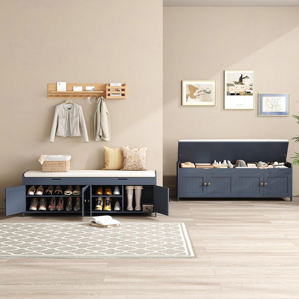 HOMEFORT 54.4" Shoe Bench with Lift Top Storage, Entryway Bench with Cus...