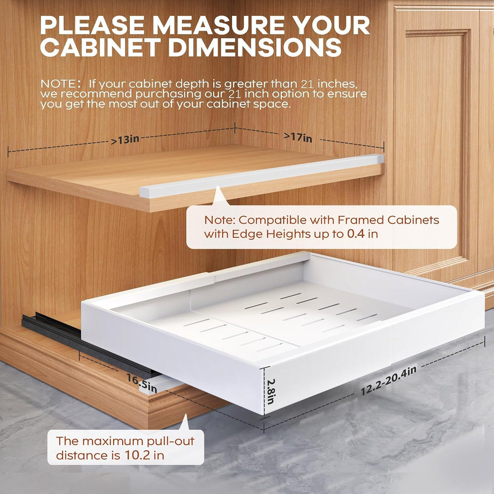 Seinloes 2 Pack Expandable Pull Out Cabinet Organizer 16.5"Deep with Rai...