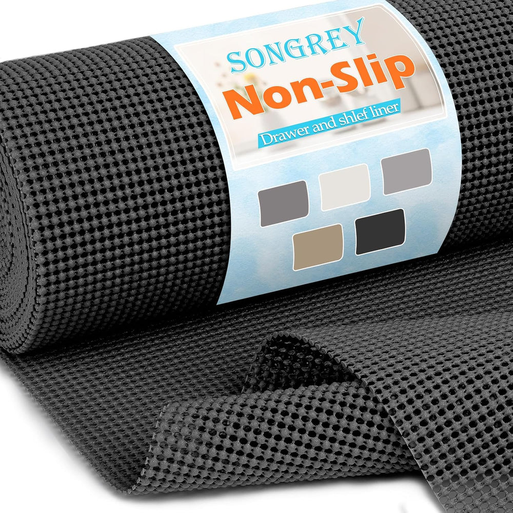 Songrey Non-Slip Shelf Cabinet and Drawer Liner, 12IN x 30FT, Black