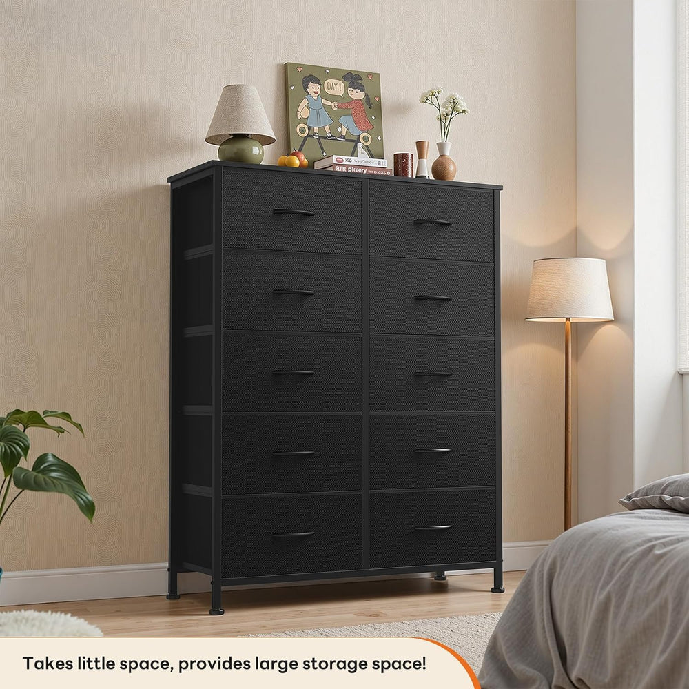 Sweetcrispy Black Dresser for Bedroom with 10 Drawers, Tall Dressers