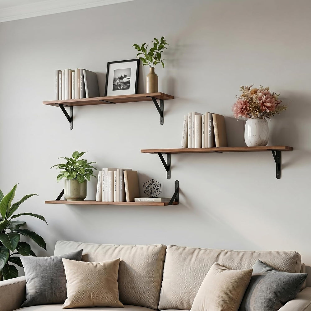 WOPITUES Long Wall Shelves 32″W x 8″D, Floating Book Shelves Max Load 65lbs