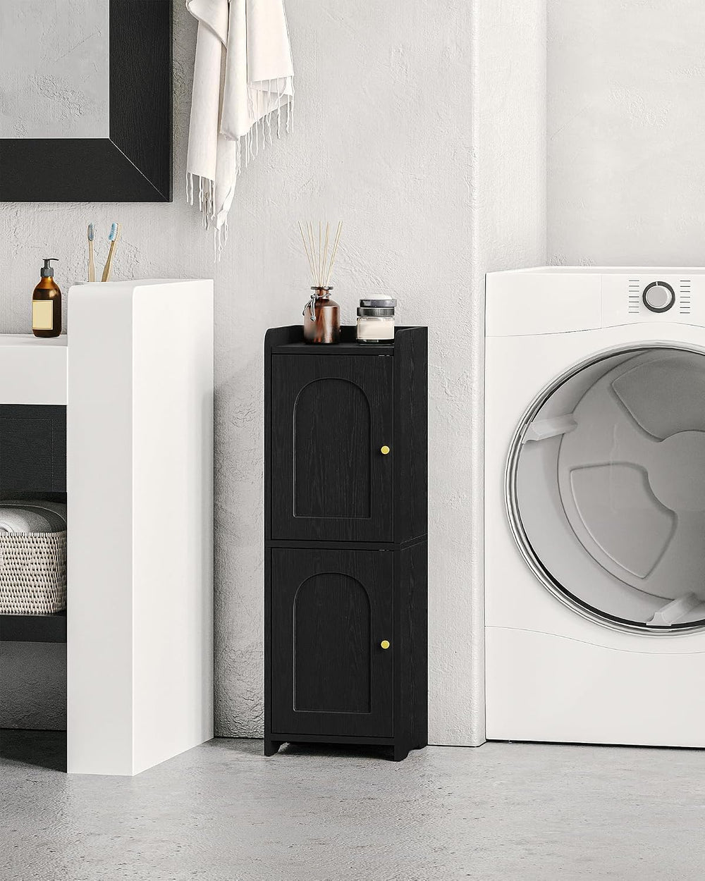 Hzuaneri Bathroom Storage Cabinet, Small Corner Floor Cabinet with 2 Doors