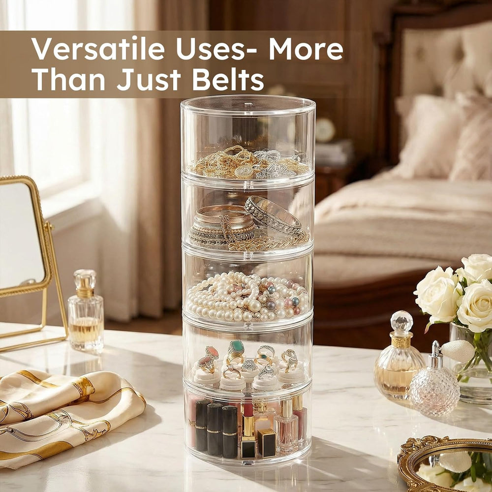 FEMELI Acrylic Belt Storage Organizers For Closet 5-Layer Clear Belt Holder