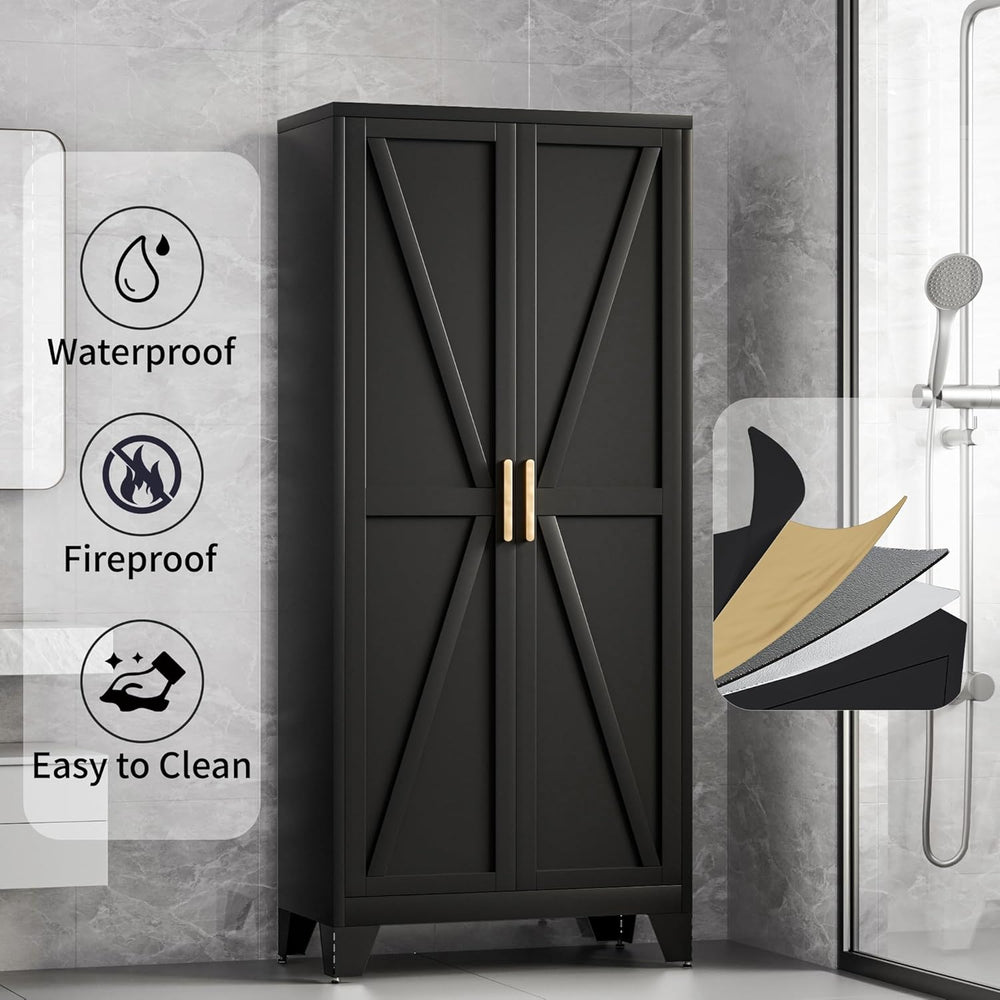 Baborokic 61H Metal Storage Cabinet with 2 Doors and Adjustable Shelves,Farmh...