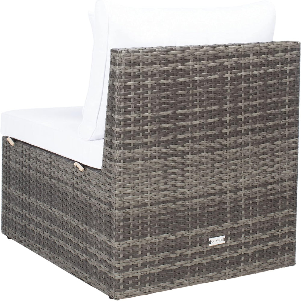 SAFAVIEH Outdoor - Pramla Settee and Ottoman Set - Grey Brown & White - S...