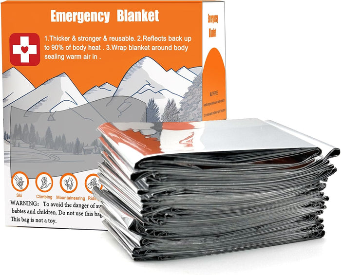 ANLOKE Emergency Blankets (10 Pack) - Plus Size Space Essential for Hiking Gear, Survival Kits & Emergency Kit