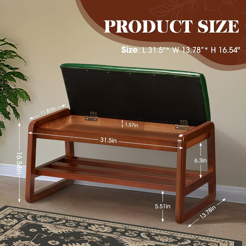 HABUTWAY Solid Wood Shoe Rack with Flip-Top Storage, Entryway Shoe Bench with...
