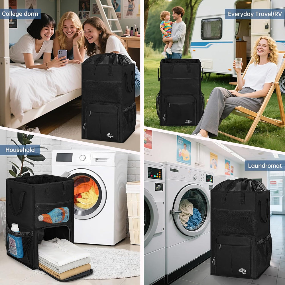 Large Laundry Backpack Bag with 3 Sizes Mesh Wash Bags Total 170L