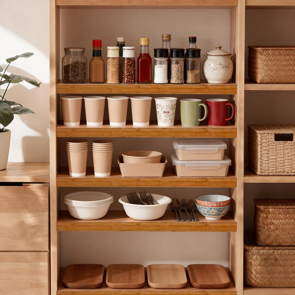 Wire Shelf Covers, Bamboo Wire Rack Covers for Home Kitchen, Office Organizat...