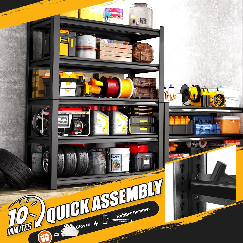 Set of 3 Garage Shelving 5-Tier Heavy Duty Storage Shelves, Adjustable Metal ...