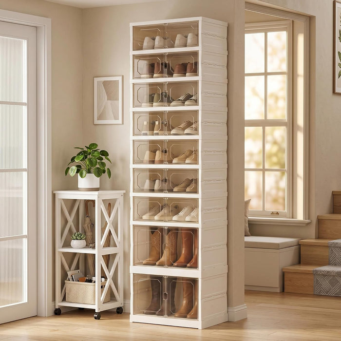 9-Tier Tall Shoe Rack with Wheels, Fits 18 Pairs & Dustproof
