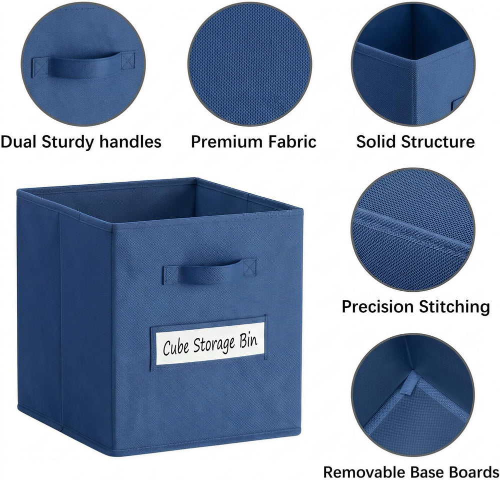 Storage Bins,11" Cube Storage Bin with Labels,10pcs,Navy Blue