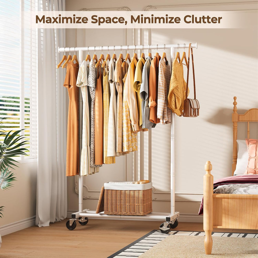 HYSEYY Clothes Rack, Clothing Rack for Hanging Clothes, Rolling Garment Rack ...