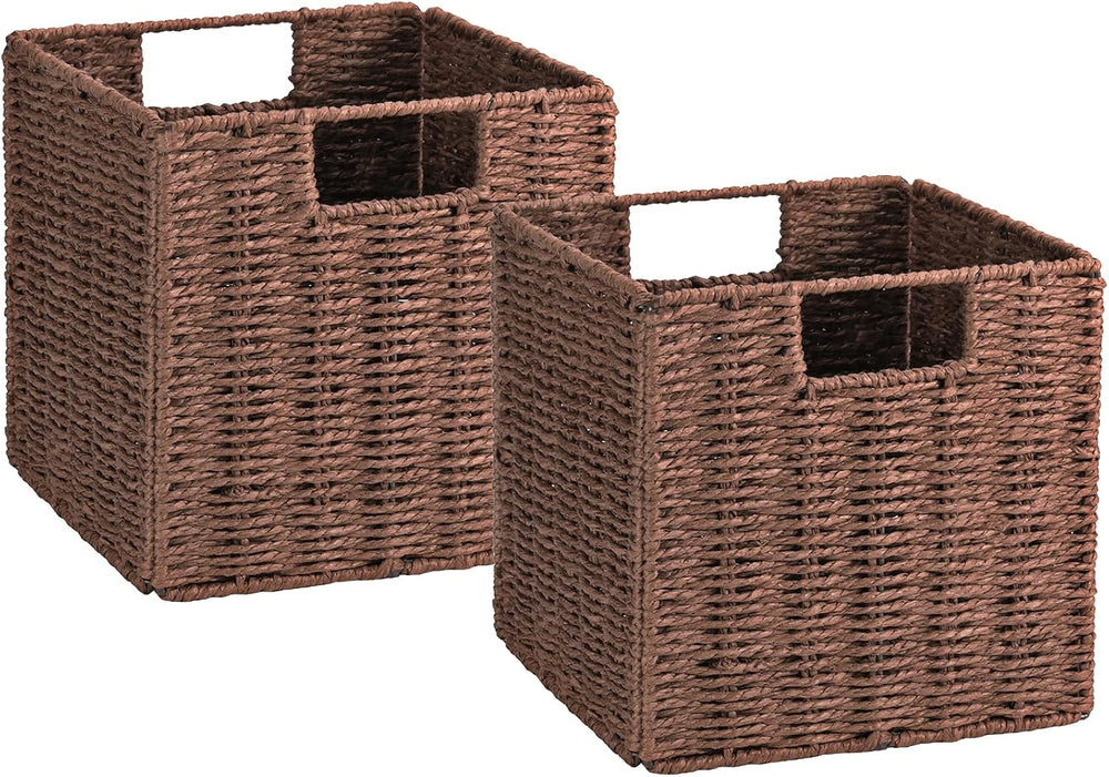 Vagusicc Wicker Storage Basket, Set of 2 Hand-Woven Storage Baskets for Shelv...