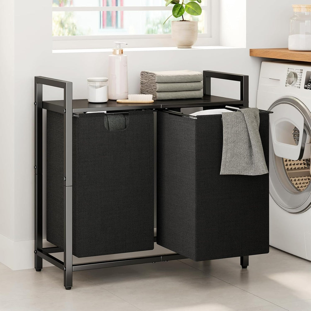 Kitstorack Laundry Basket Organizer, Laundry Hamper with Shelf & 2 Pull-O...