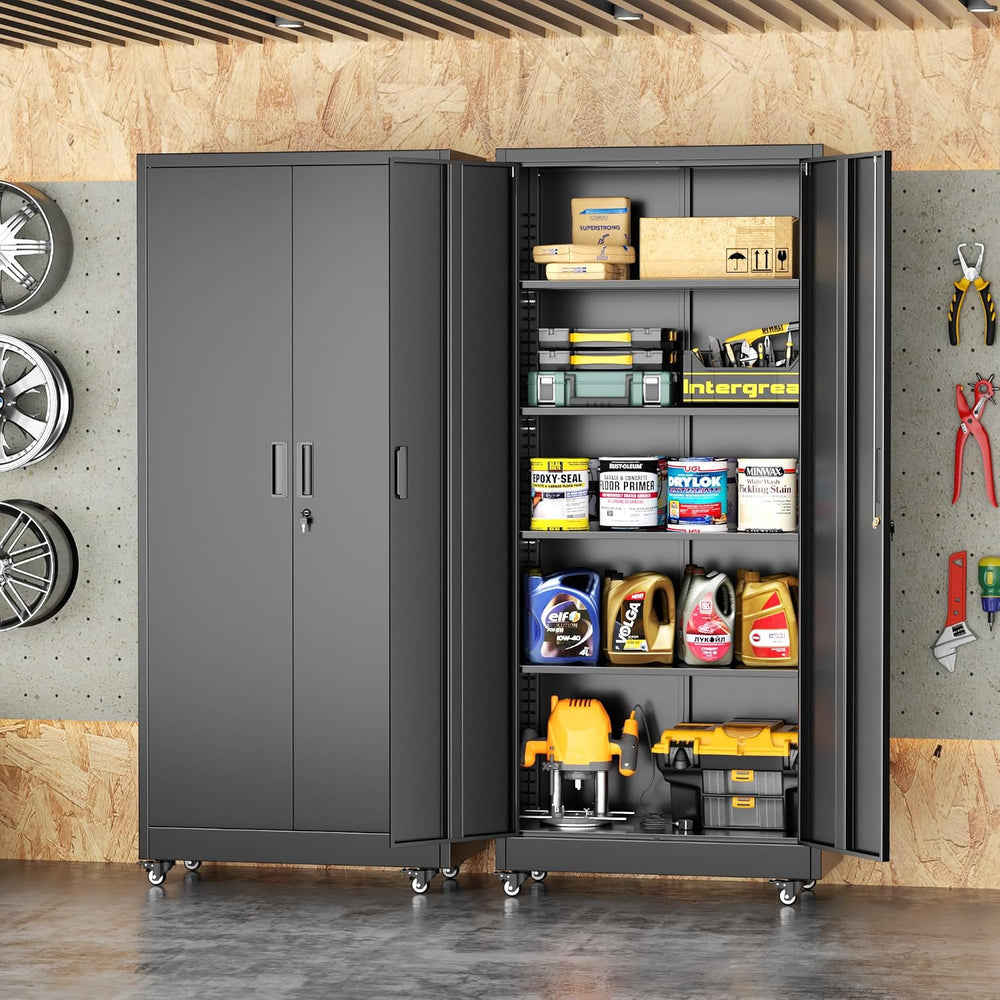 INTERGREAT73 Garage Storage Cabinet with Wheels, Rolling Metal Storage Cabine...