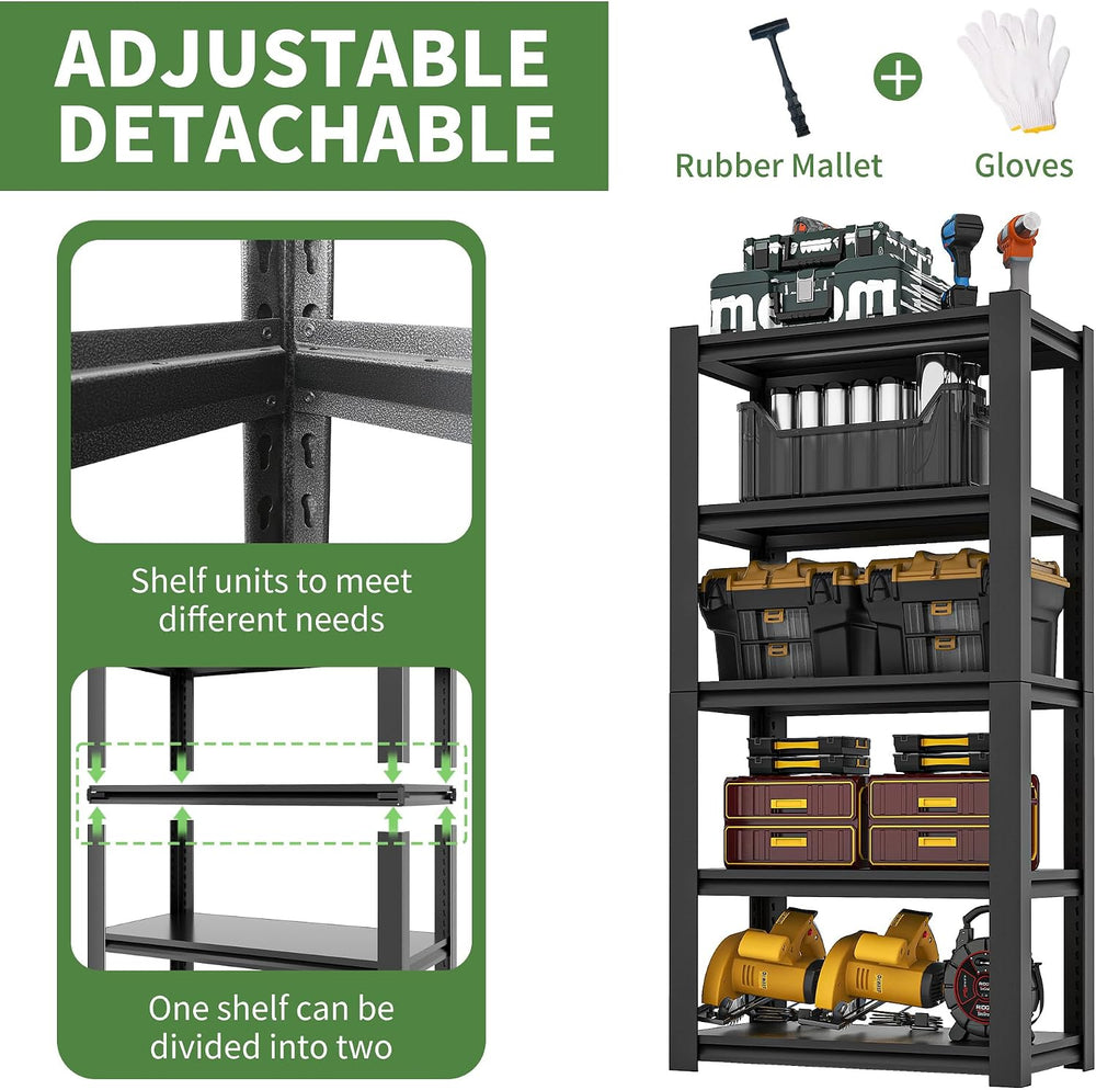 Garage Shelves, 63" H Garage Shelving Heavy Duty, 3000Lbs 5 Tier Adjusta...
