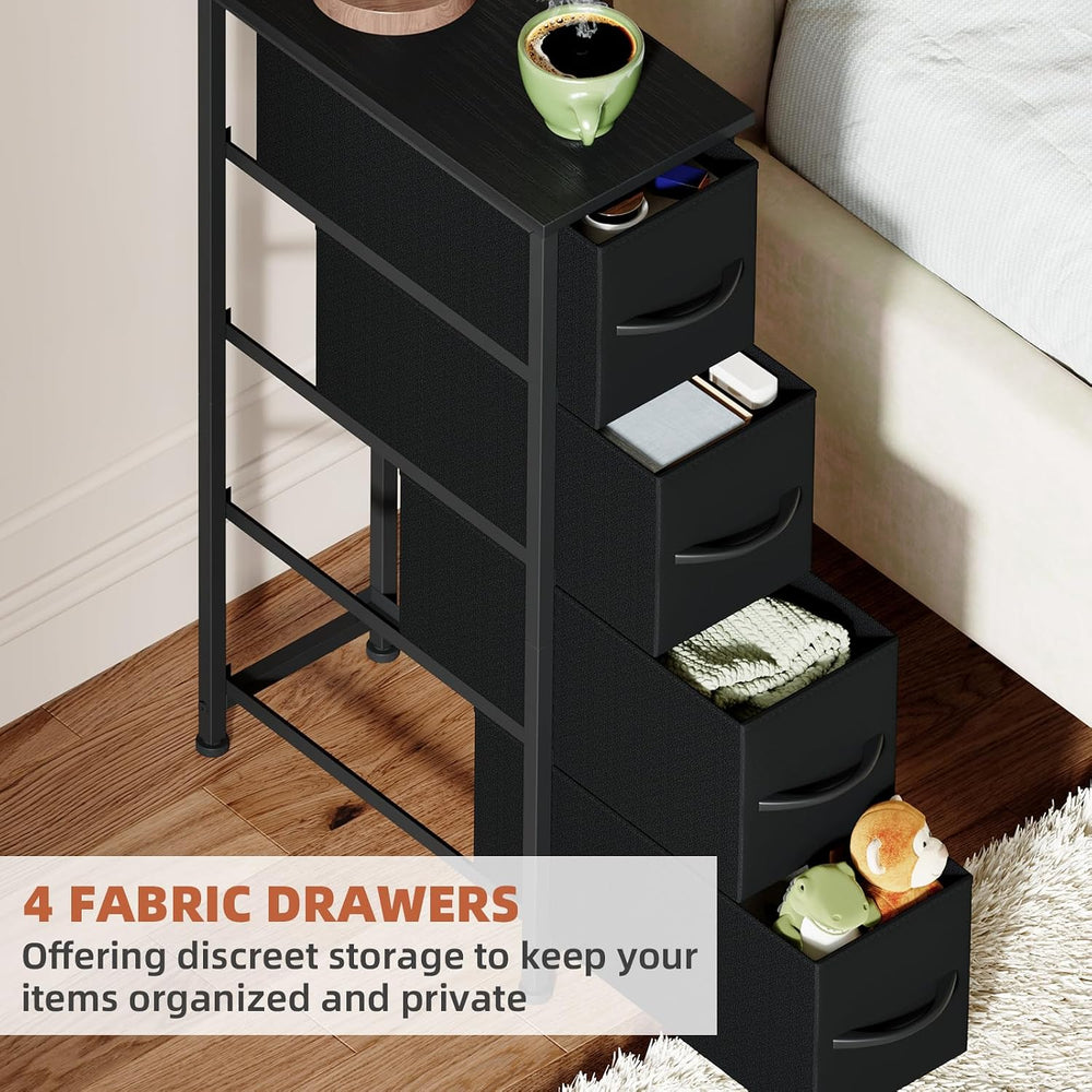 Somdot Narrow Dresser for Bedroom, 4 Drawer Storage Cabinet, Black