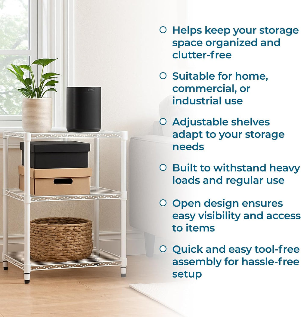 Honey-Can-Do 3-Tier White Wire Shelf, NSF, 250 lb/Shelf, 14x24x30 in