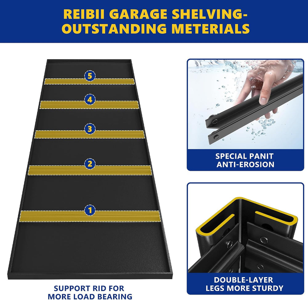 REIBII Garage Shelving 48.2" W Storage Shelves 3000LBS Metal Shelving He...