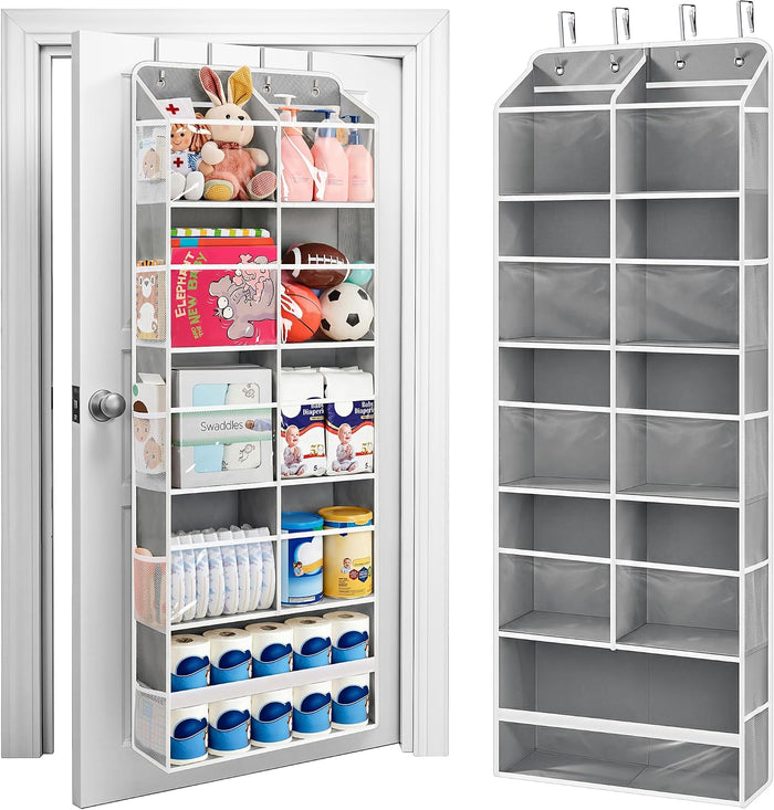 JARLINK Over the Door Organizer, Extra Large Storage for Bedroom, Grey