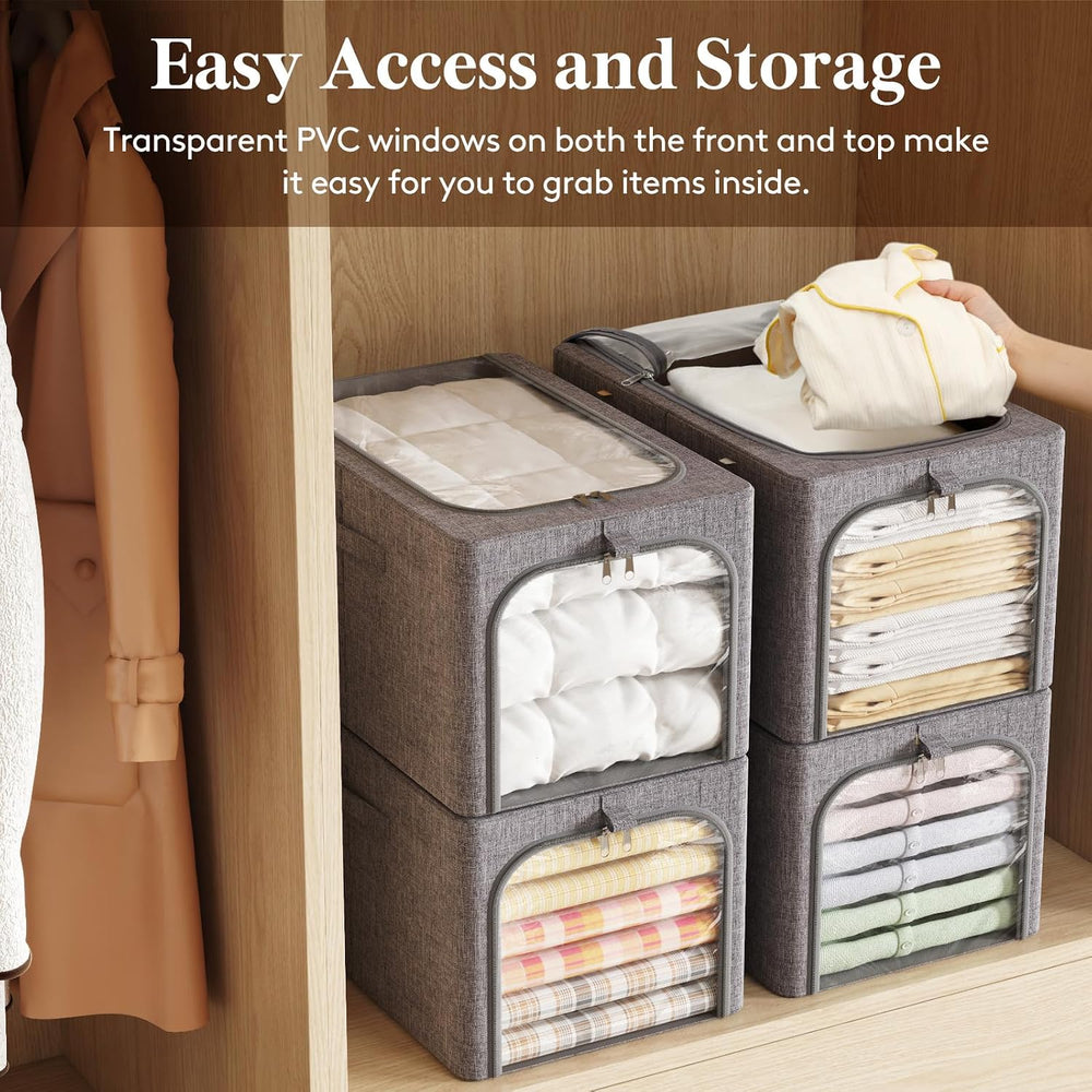 Lifewit 40L Clothes Storage Bins with Metal Frame for Closet, 6 Pack