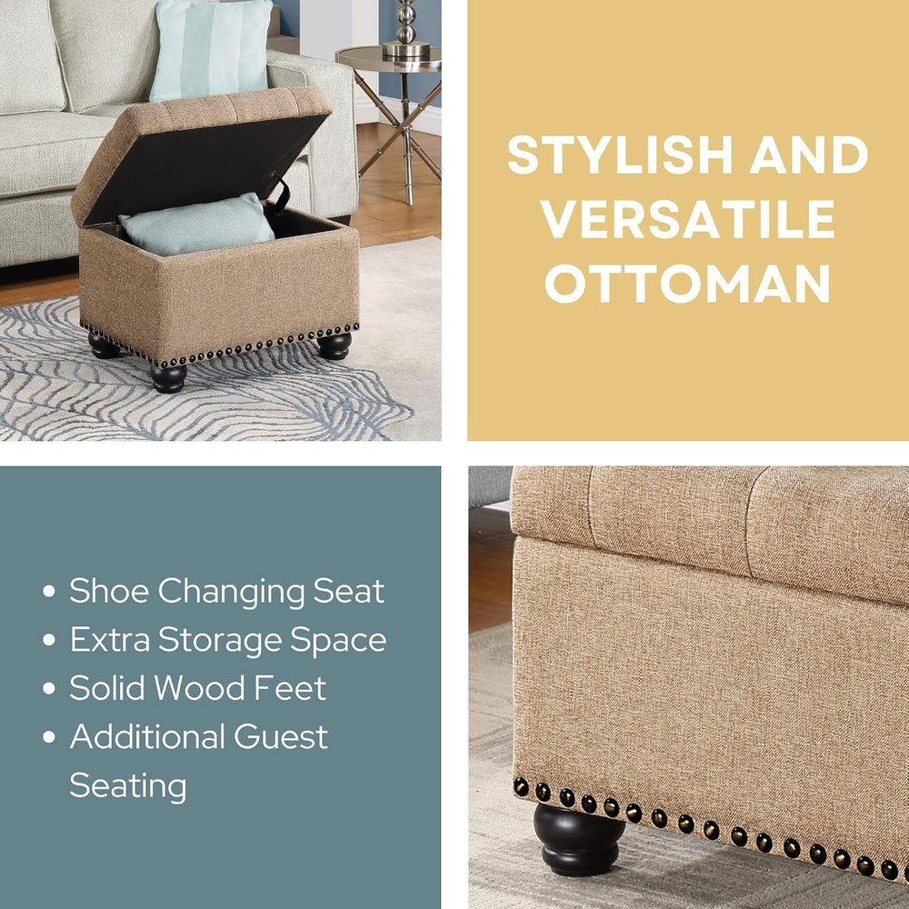 Convenience Concepts Designs4Comfort 5th Avenue Storage Ottoman 24" - Co...