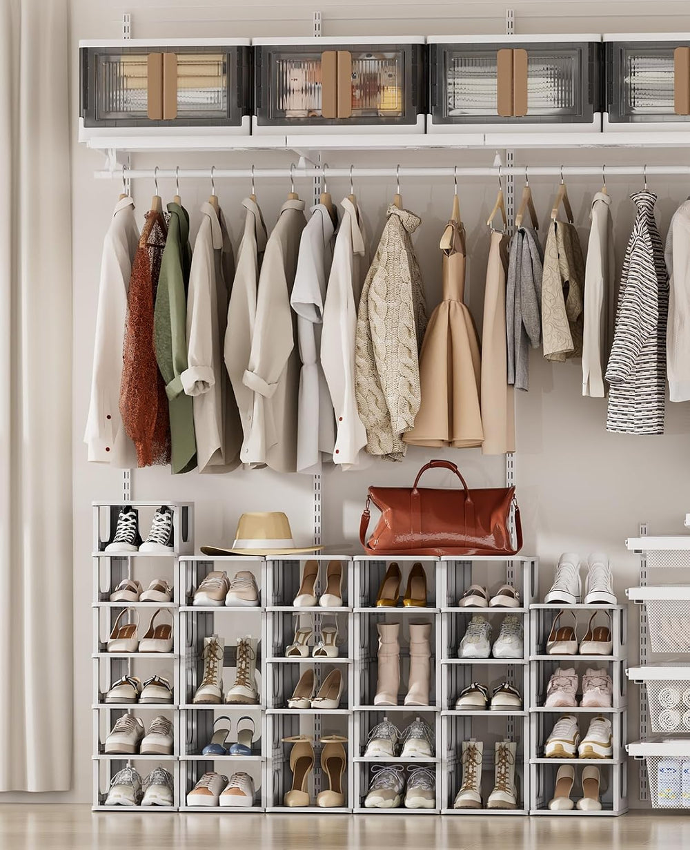 HAIXIN 10 Tier Narrow Shoe Rack, Compact Closet Shoe Shelves