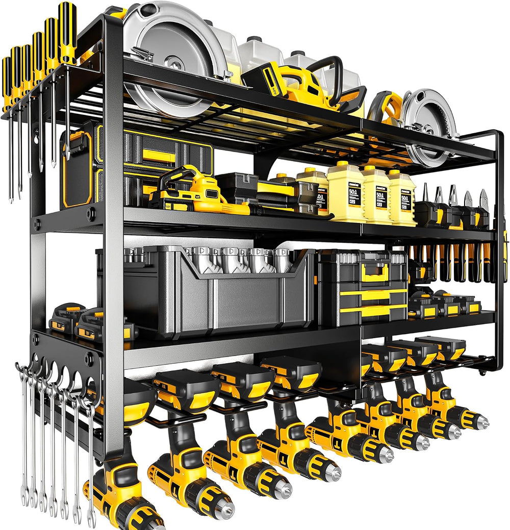POKIPO Large Power Tool Organizer Wall Mount,4 Layers Heavy Duty Metal Loads ...