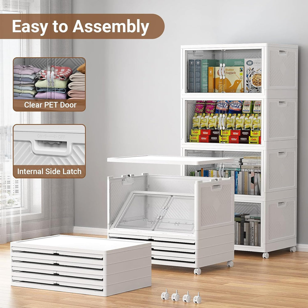 BROVIEW 480QT Large Stackable Storage Bins with Clear Doors, V20 3Pack