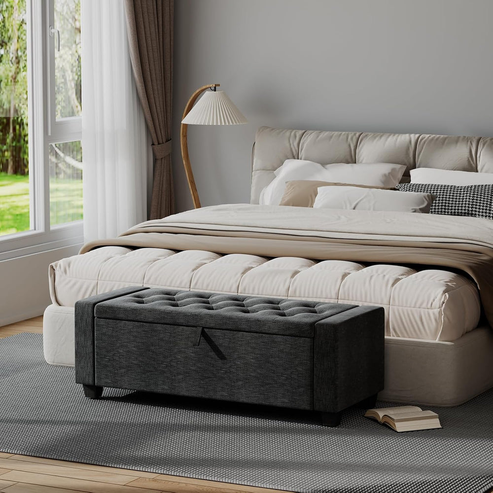 48''Storage Ottoman Bench，Ottoman Foot Rest with Legs，Storage Chest, ...