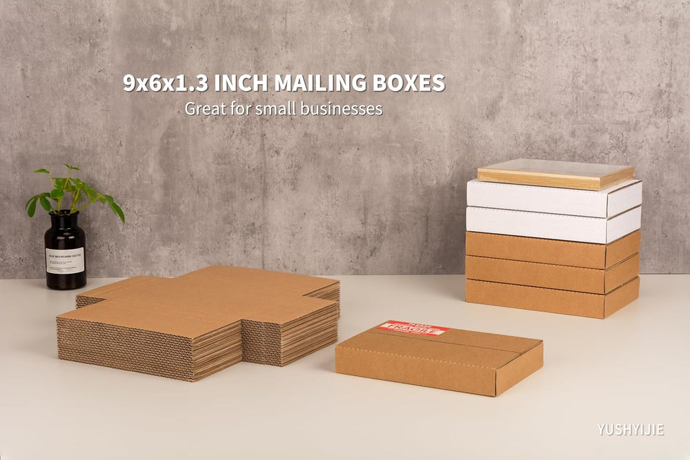 50 Pack 9x6x1.3 inch Small Shipping Boxes for DVD, Book Mailers