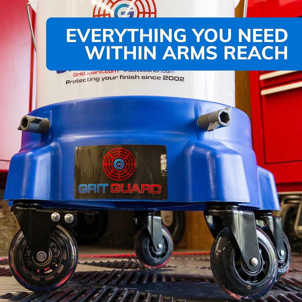 Grit Guard Bucket Dolly with Wheels - Rolling Detailing Wash Bucket with 5 Wh...