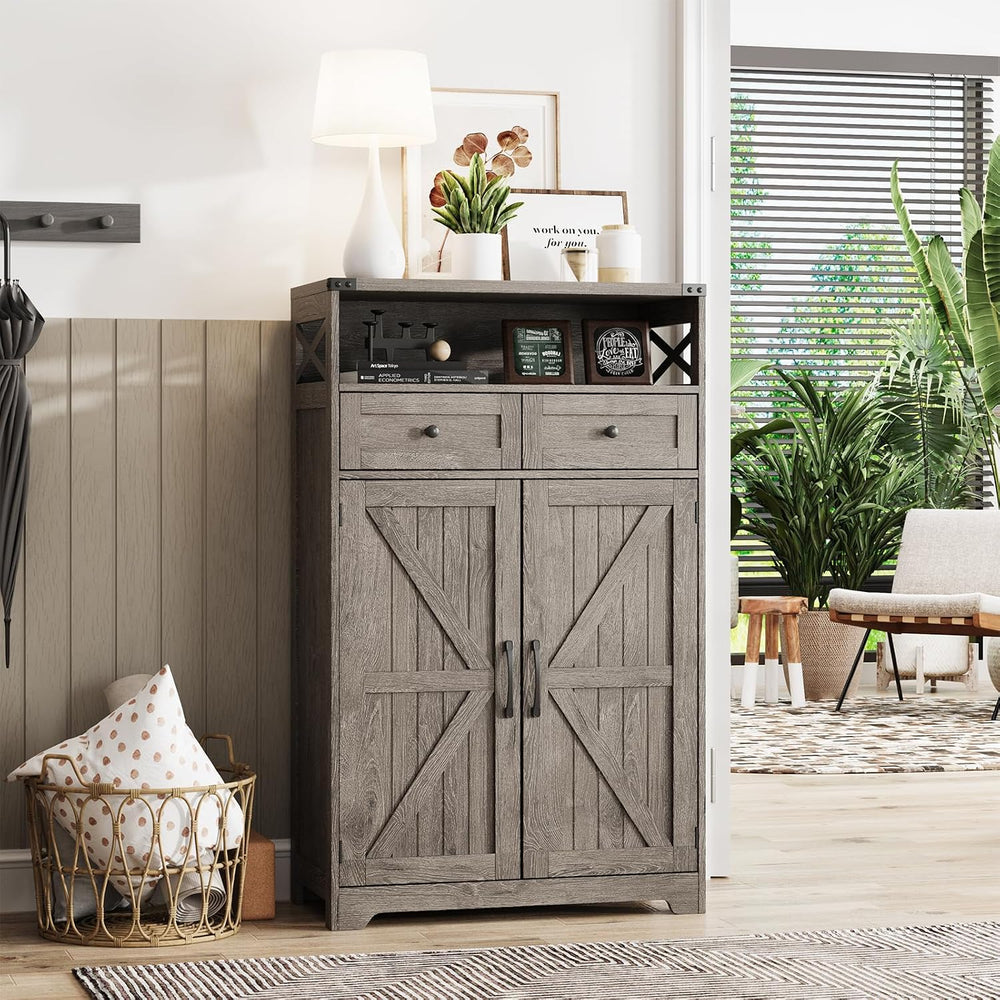 Maupvit Farmhouse Shoe Cabinet with Doors, 6-Tier Shoe Storage Cabinet