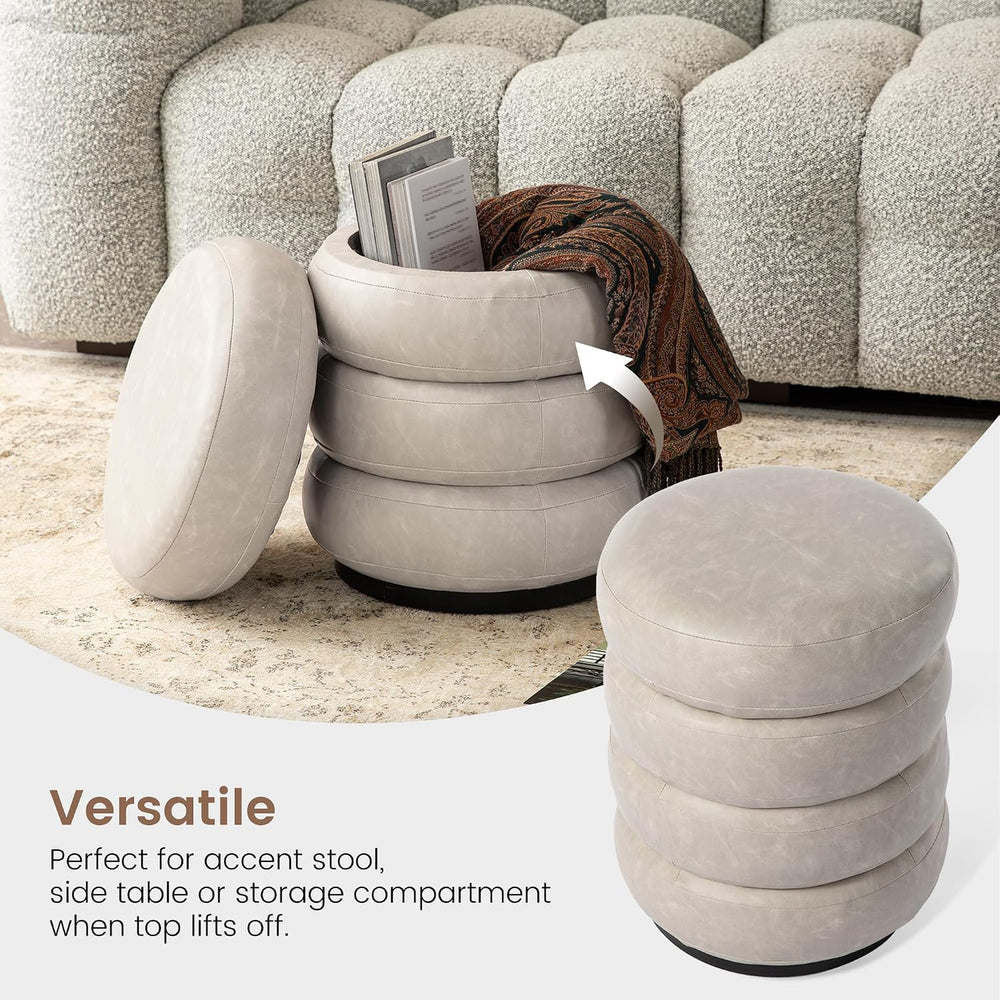 Glitzhome 19.5" H Modern Storage Ottoman, Leatherette Accent Footrest Ot...