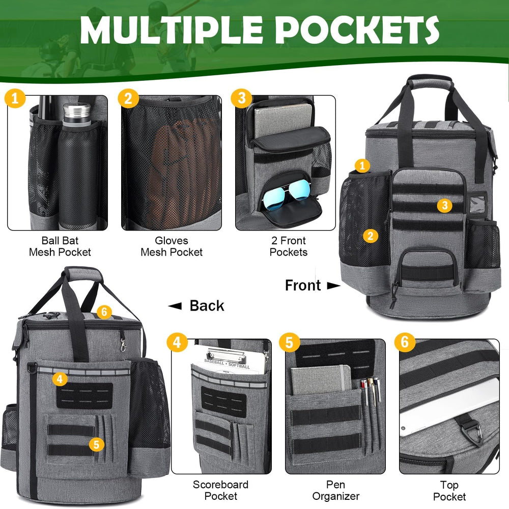 Baseball Bucket Bag, Softball Coaches Bags Fit 6 Gallon Buket