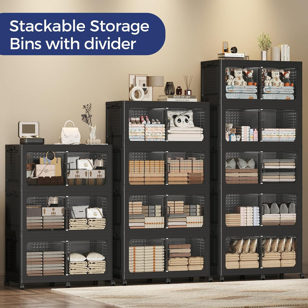 120Gal Stackable Storage Bins with Lid, 480Qt Extra Large Collapsible Storage...