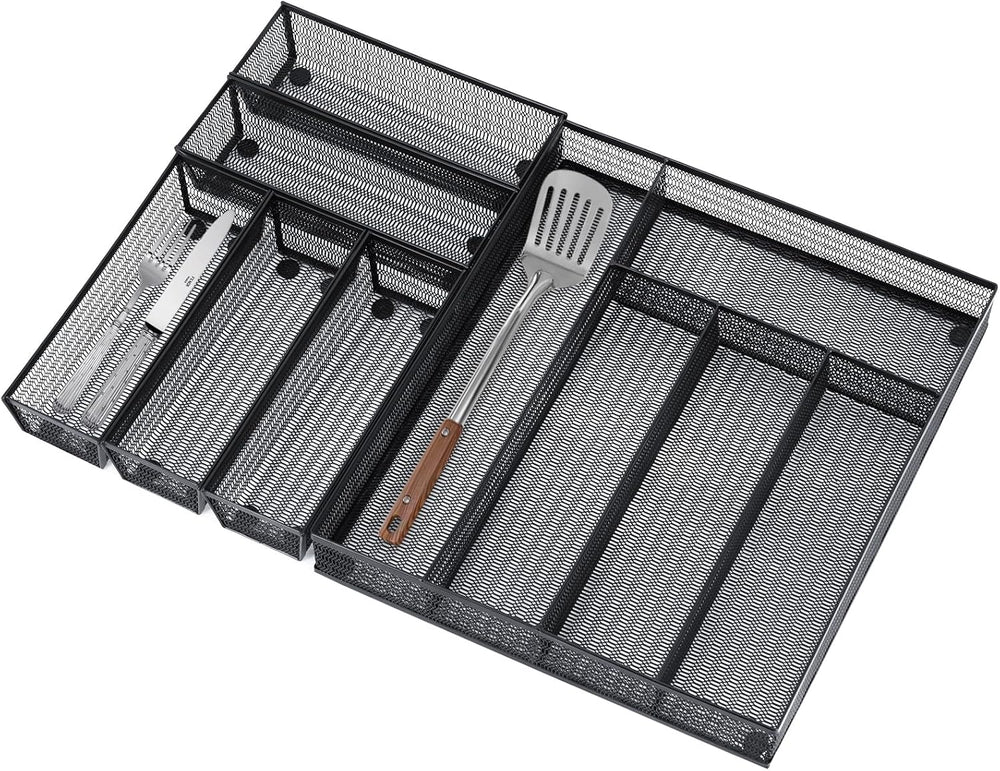 Neudeco Drawer Organizer Set, Black Mesh, 6 Pack