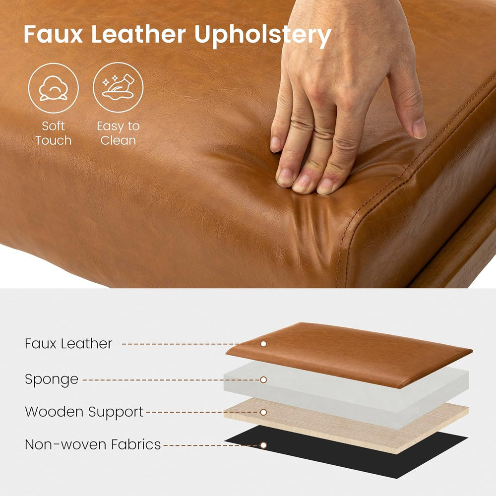 Glitzhome 15.5"(H) Footrest Stool Set of 2, Leatherette Ottoman, Accent ...