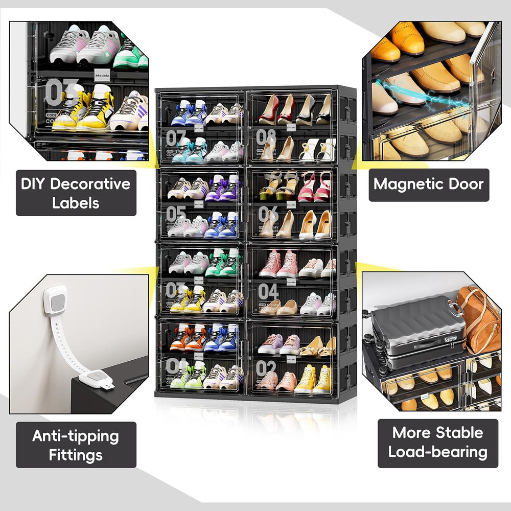 JEKO&JEKO 8 Tiers Foldable Shoe Rack Organizer Cabinet for Closet Entrywa...